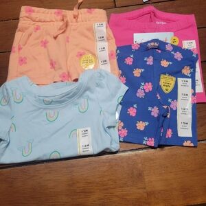 12 months baby girl 2 biker shorts 1 Terry shorts and one shirt